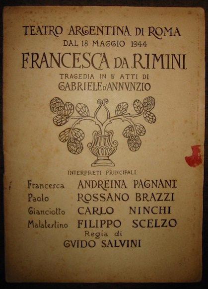   Francesca da Rimini. Tragedia in 5 Atti di Gabriele D'Annunzio 1944 Roma